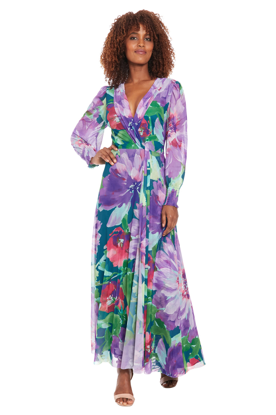 womens long sleeve maxi dress Ruth Long Bishop Sleeve Maxi in Majestic Garden