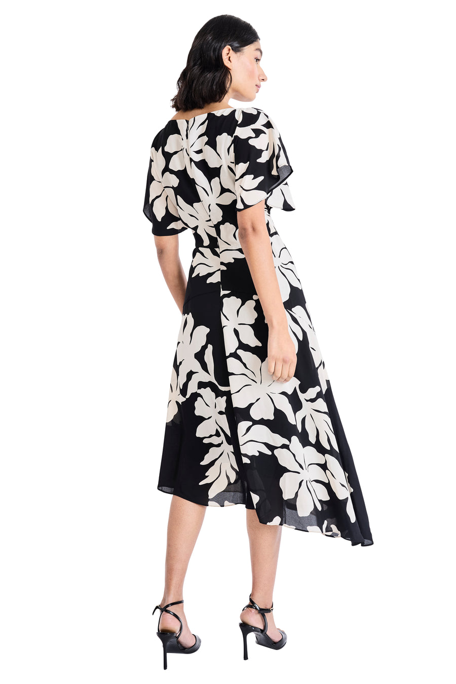 Sevyn Asymmetrical Midi in Printed Georgette