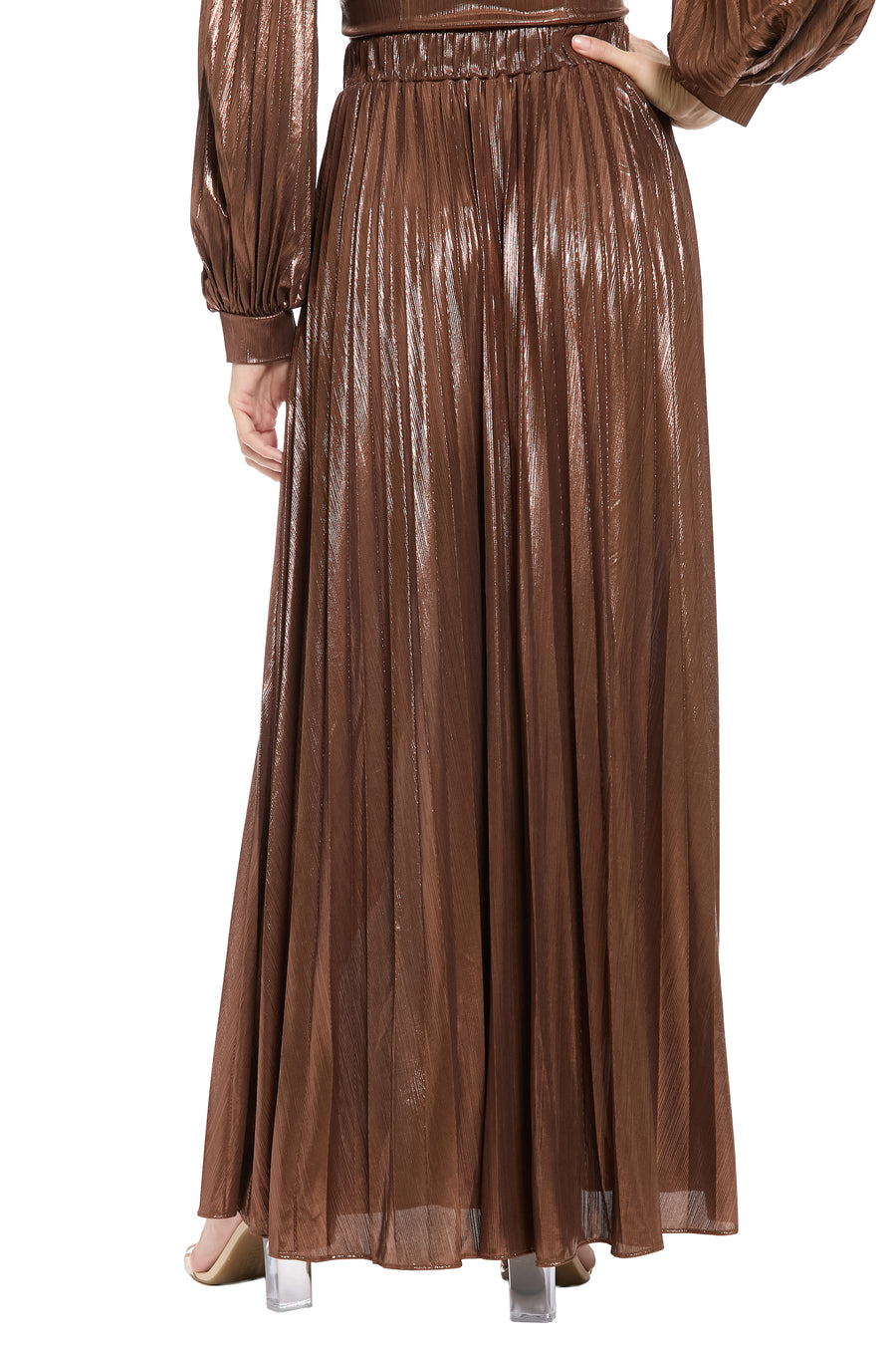 Malba Metallic Pleated Maxi Skirt skirt