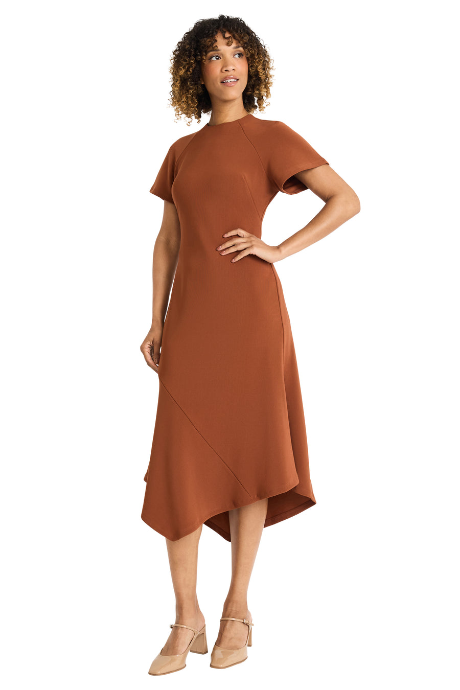 ASYMMETRICAL HEM DRESS WITH WIDE SLEEVES Maggy London ASYMMETRICAL HEM DRESS WITH WIDE SLEEVES Maggy London