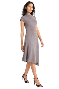 Bronte Asymmetrical Mock Neck Cap Sleeve Midi