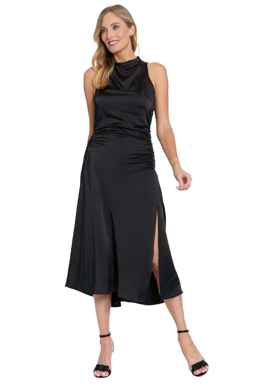 Lisbeth Mock Neck Halter in Sweetheart Satin