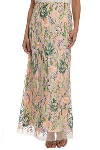 Constance Embroidered Floor Length Skirt in Summer Garden Embroidery