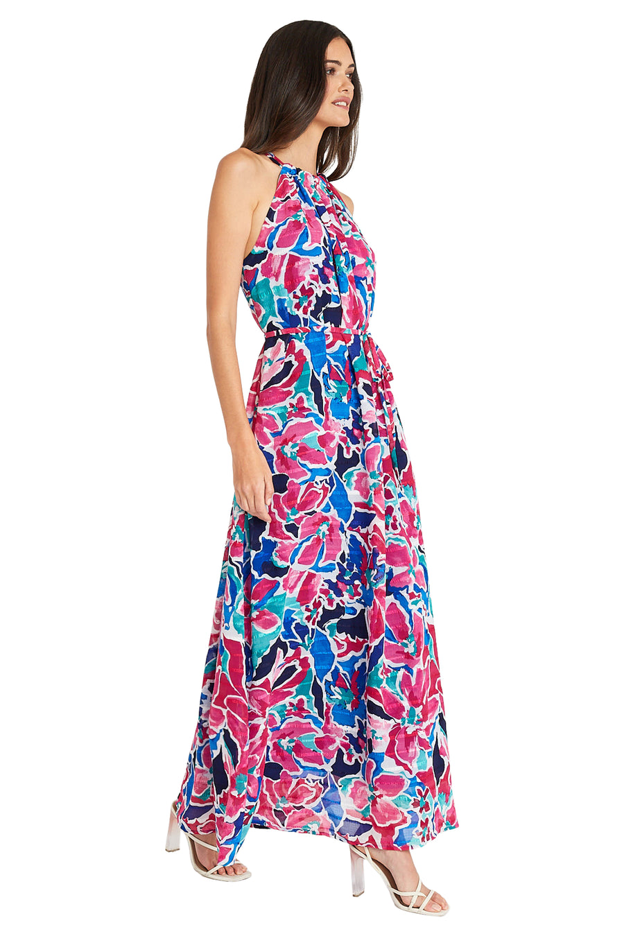 Maggy London Floral Maxi Dress in Soft White/Raspberry at Nordstrom, Size 12 Maggy London Floral Maxi Dress in Soft White/Raspberry at Nordstrom, Size 12