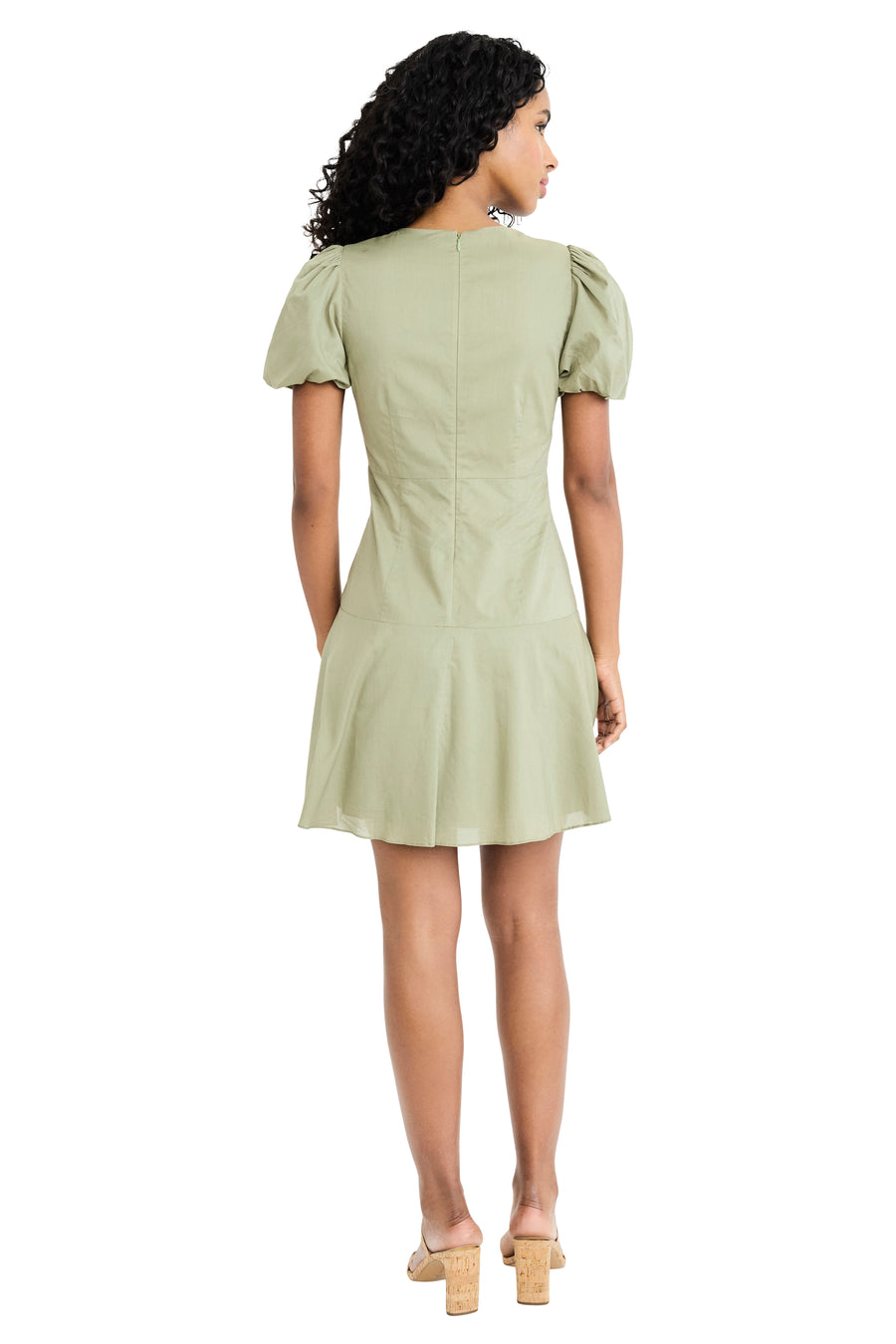 Zara Cotton Puff Sleeve V-Neck Mini Dress