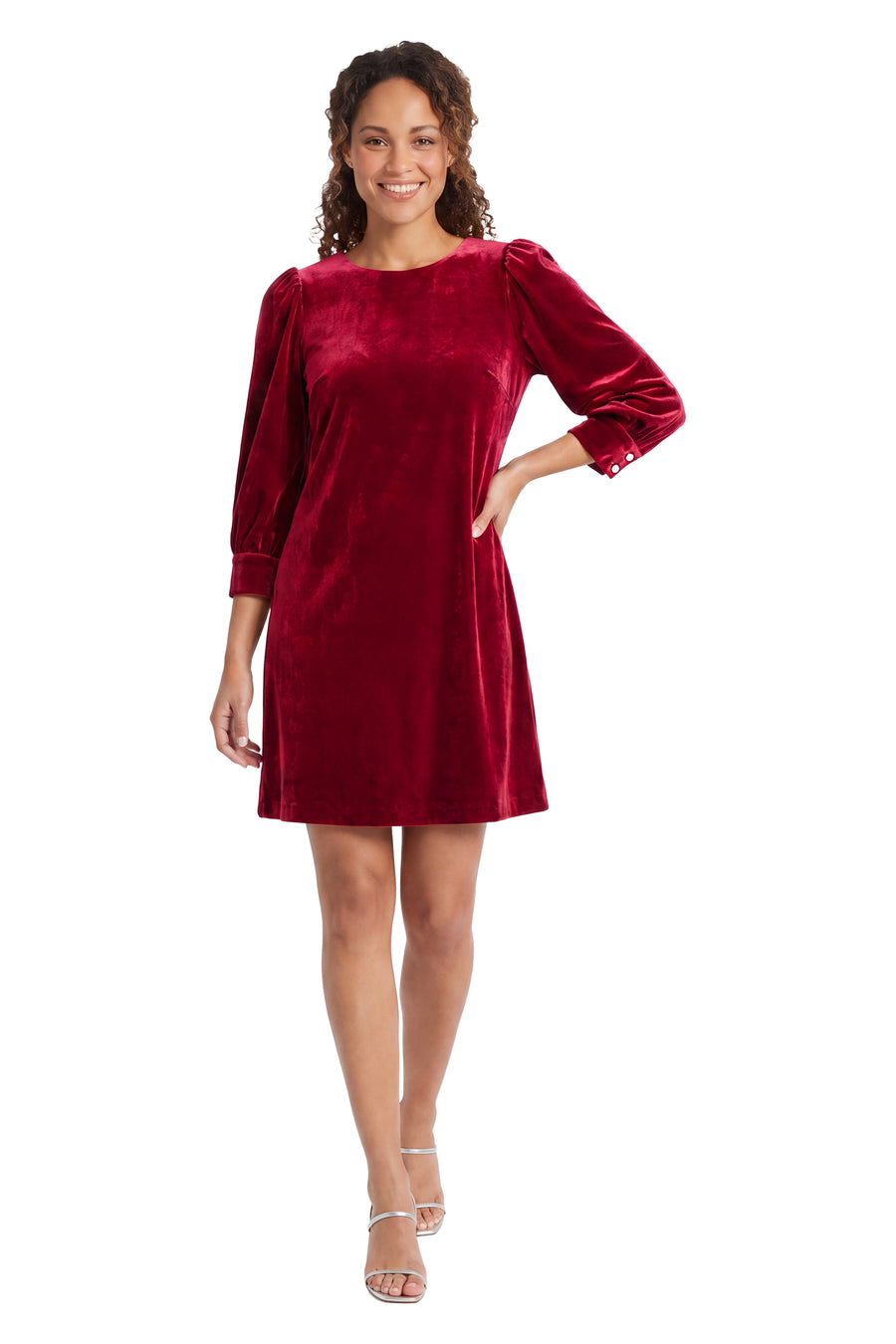 Madilyn Solid Velvet Long Sleeve Dress