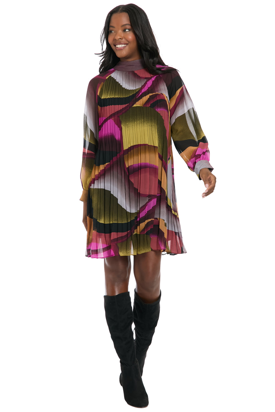 Nikka Printed Pleat-Detail Mini