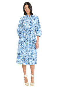 Gail Balloon Sleeve Shirtdress in Mosaic Wildflowers