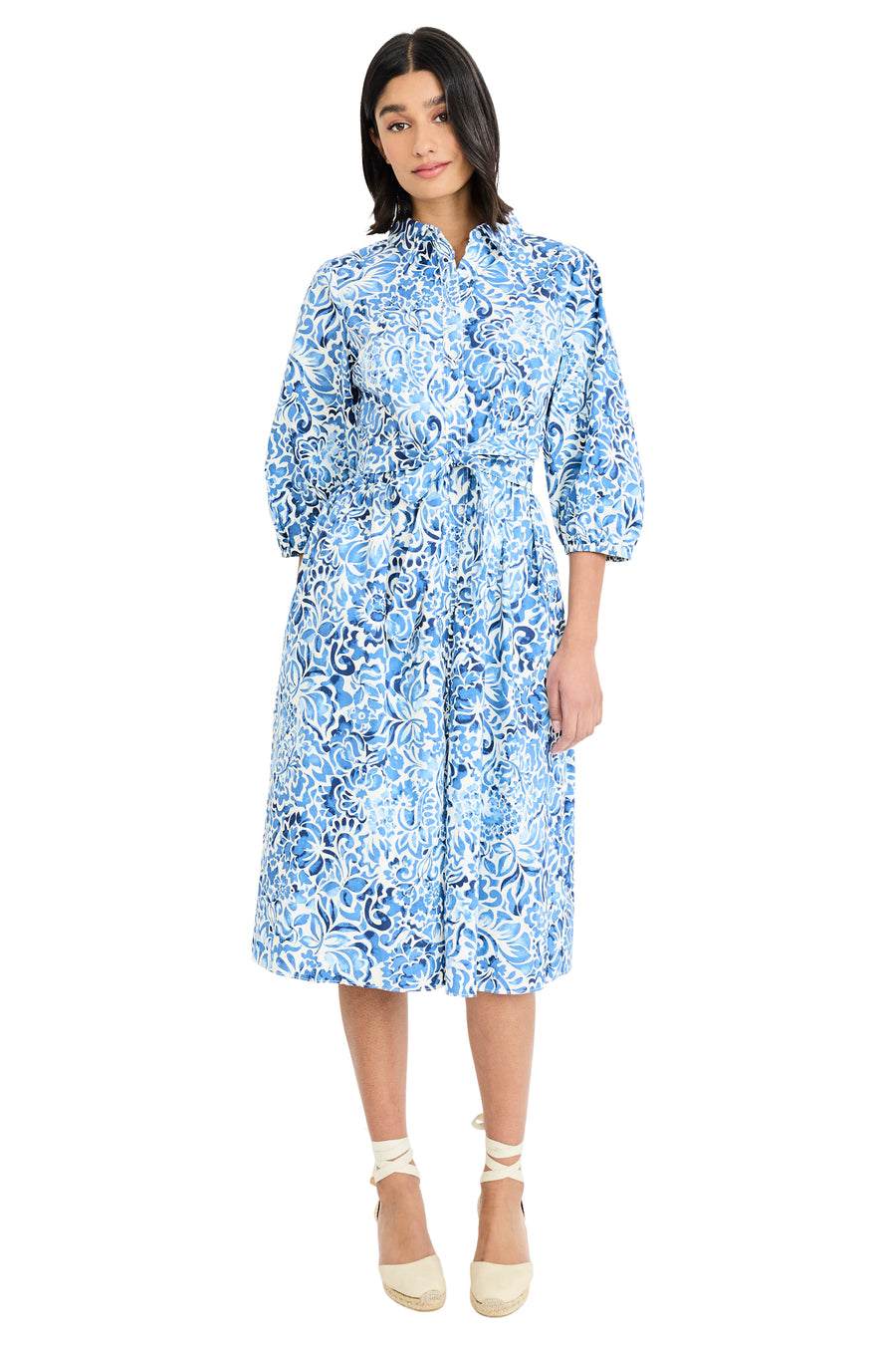 Gail Balloon Sleeve Shirtdress in Mosaic Wildflowers