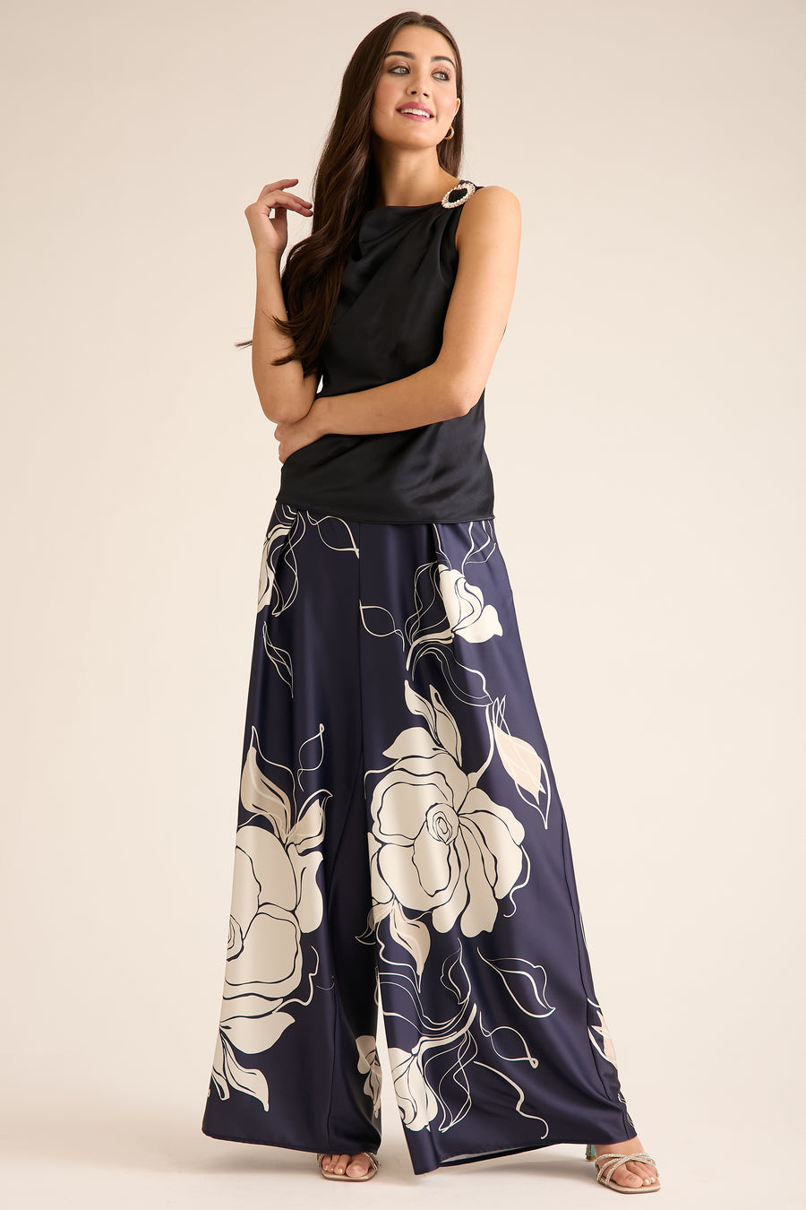 Astor Pleated Wide Leg Pant in Floral Eclipse