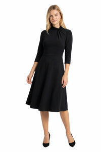 Seylor Twist Neck Fit-and-Flare Dress