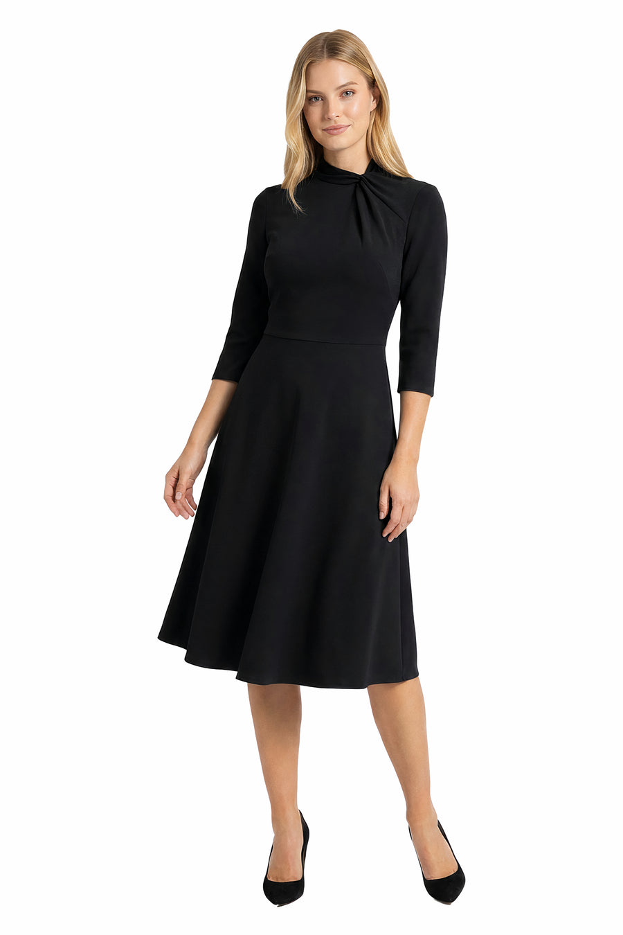 Seylor Twist Neck Fit-and-Flare Dress