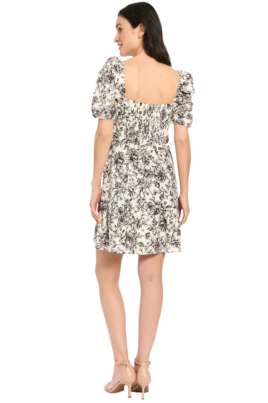 Kristin Knee Length in Floral Toile Linen