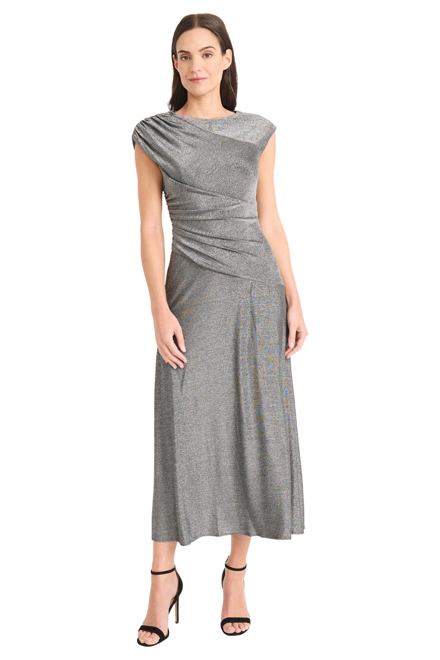 ASYMMETRICAL SHOULDER MIDI DRESS Maggy London ASYMMETRICAL SHOULDER MIDI DRESS Maggy London