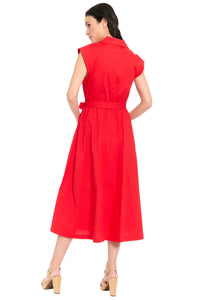 Rosemary Cotton Belted Shirt Dress in Solid