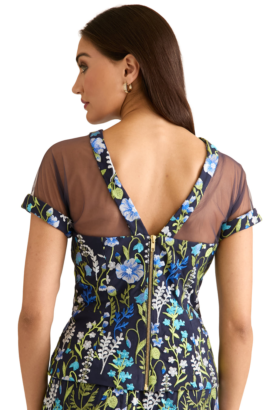 Constance Illusion Blouse in Summer Garden Embroidery