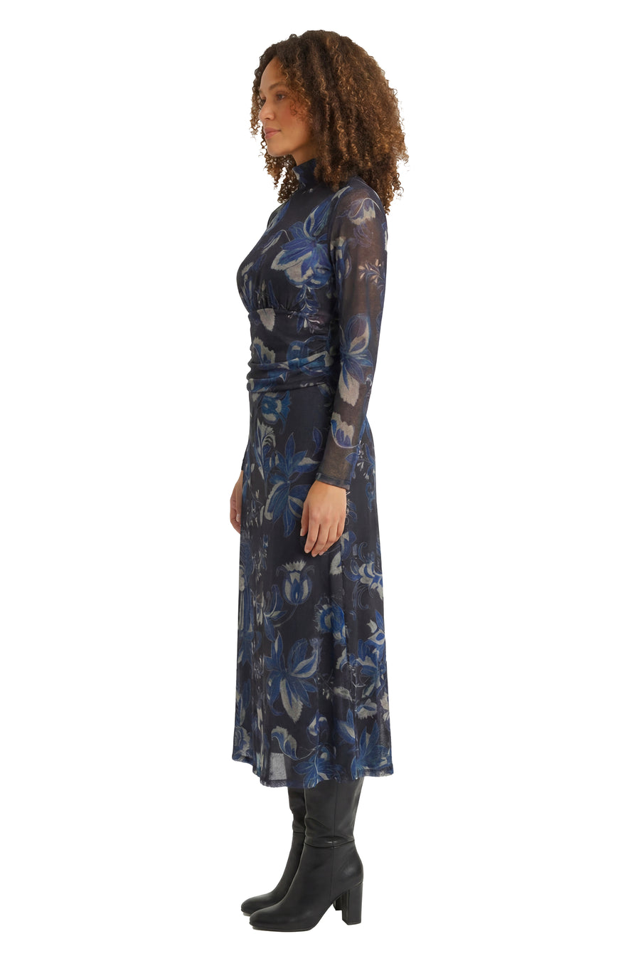 Vanica Mock Neck Ruched Dress