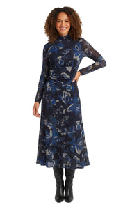 Vanica Mock Neck Ruched Dress