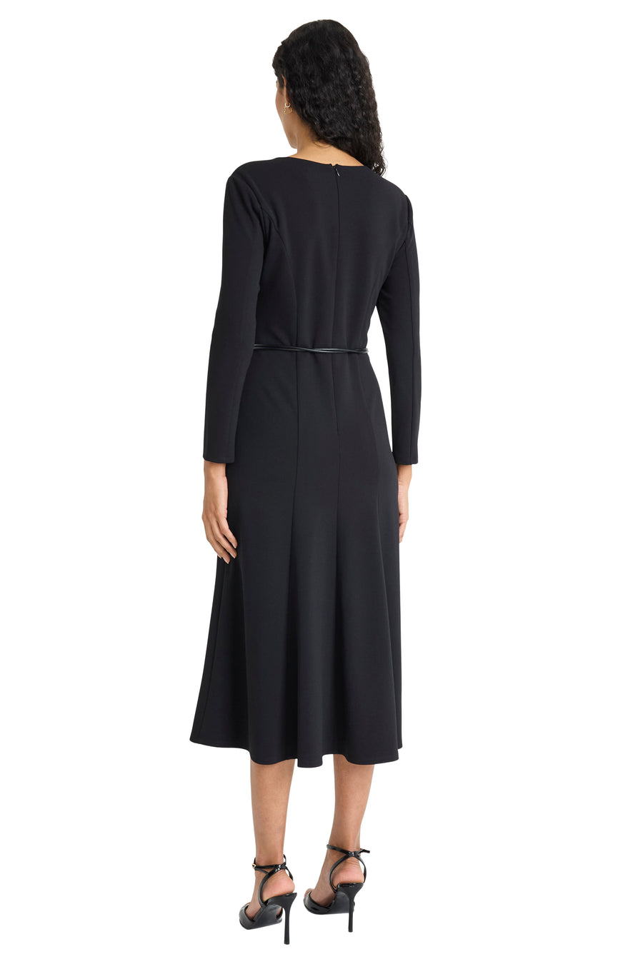 Elea Long Sleeve Midi Dress with Belt Fit and Flare | Maggy London Elea Long Sleeve Midi Dress with Belt Fit and Flare | Maggy London
