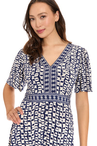 McKay Short Sleeve Fit & Flare Midi