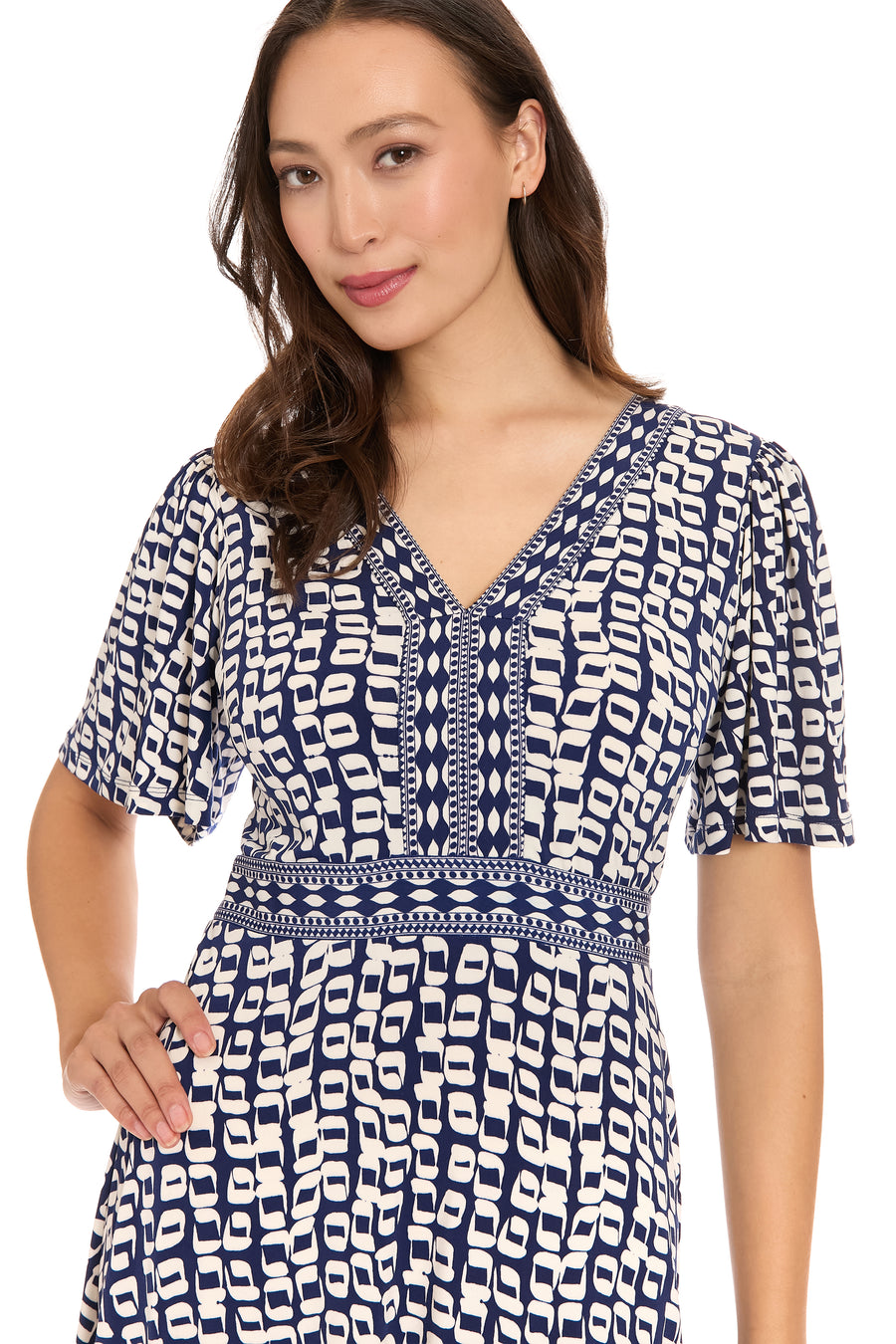 Rosemead Geometric Fit & Flare Knee Length Dress