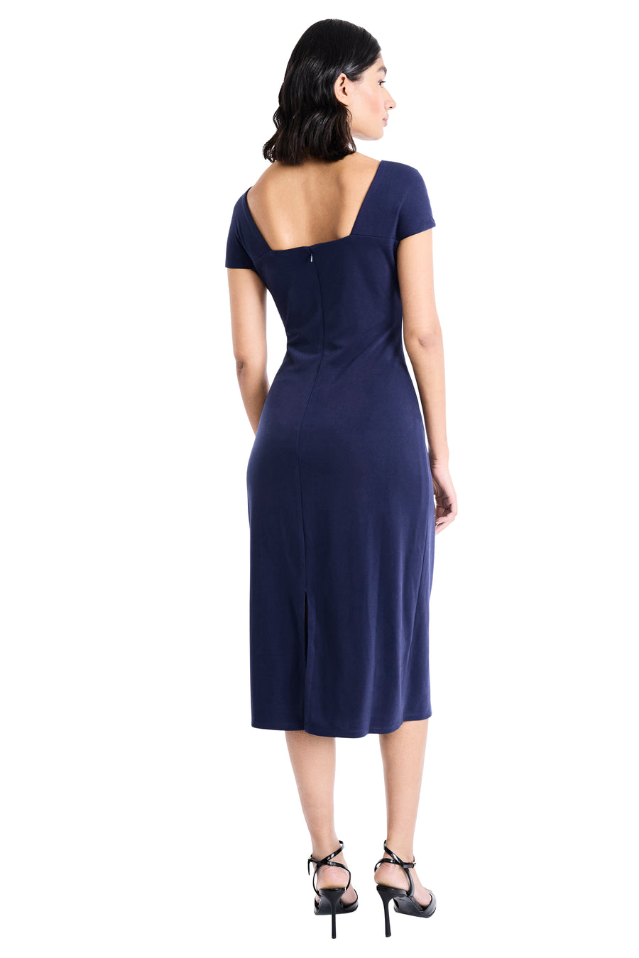 Krista Fitted Midi Dress Sheath Short Sleeve | Maggy London EVENING BLUE / Standard / 14 Krista Fitted Midi Dress Sheath Short Sleeve | Maggy London EVENING BLUE / Standard / 14