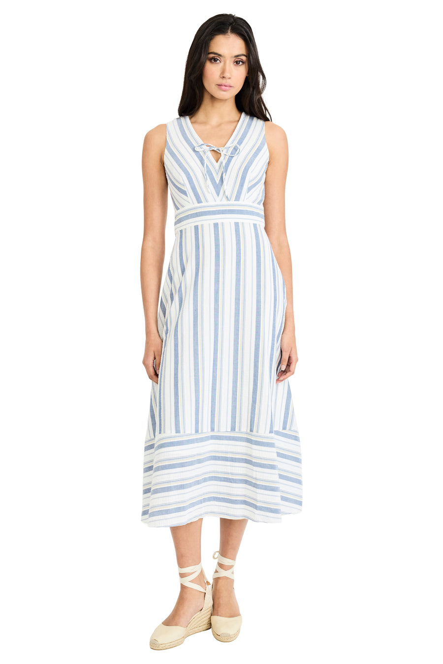 Caroline Striped Neck Tie Midi
