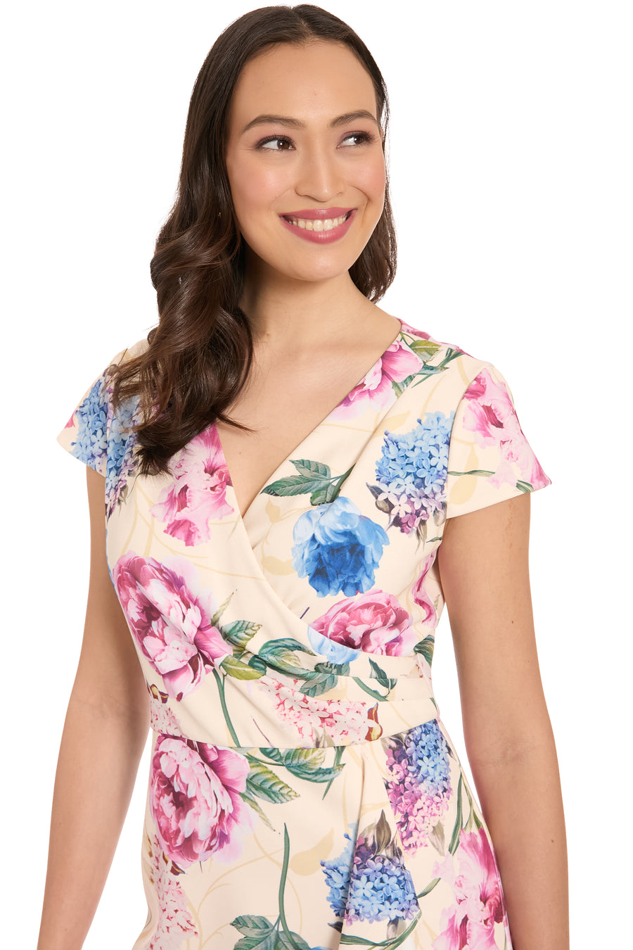 Anne Cap Sleeve Flounce Hem Dress in Floral Perfection