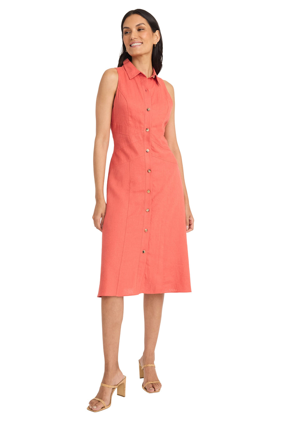 Maggy London Plus Size Sleeveless Shirt Dress, Womens, 16w, Red Maggy London Plus Size Sleeveless Shirt Dress, Womens, 16w, Red