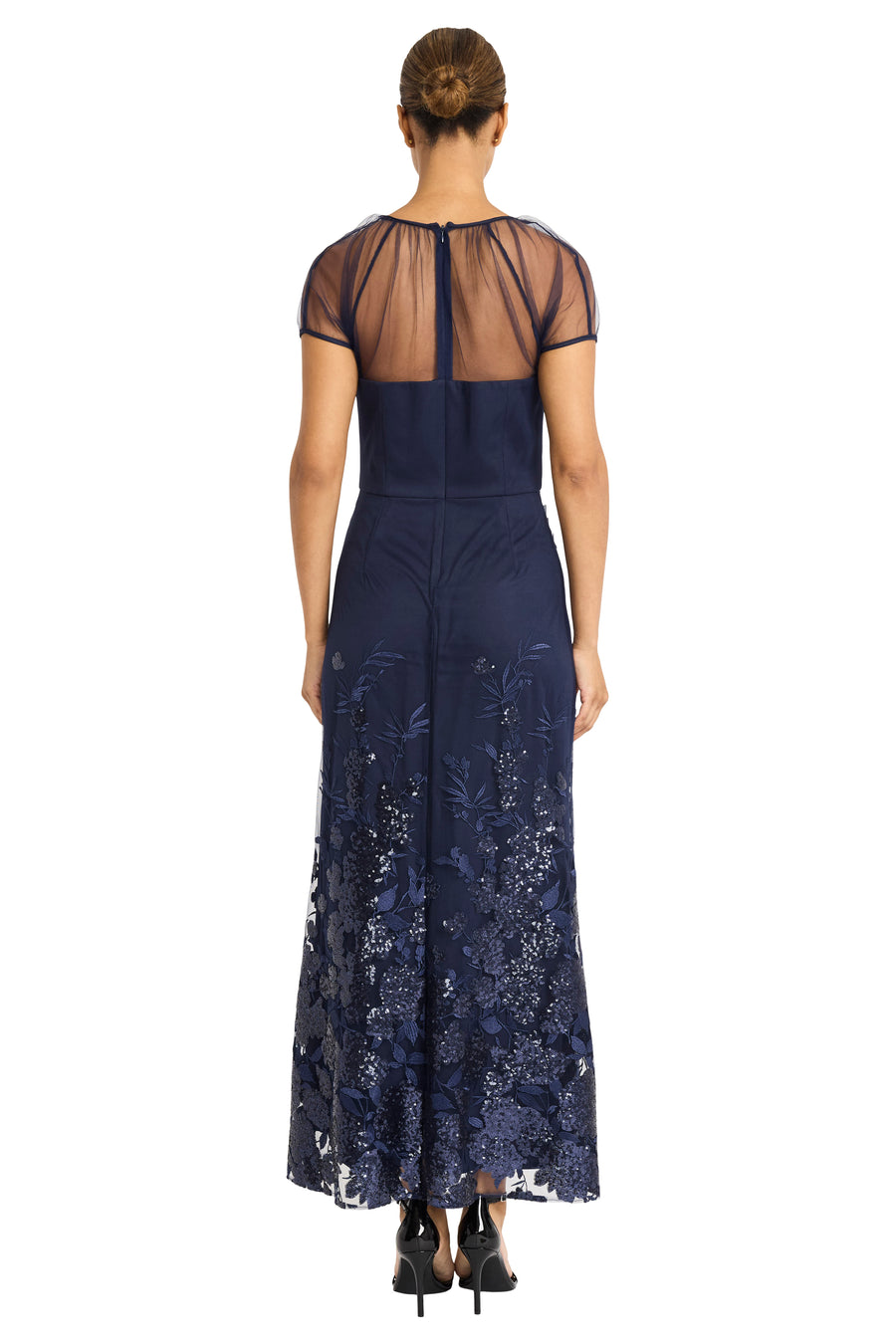 CAP SLEEVE DRAPED MAXI DRESS, FLORAL ILLUSION GOWN Maggy London CAP SLEEVE DRAPED MAXI DRESS, FLORAL ILLUSION GOWN Maggy London