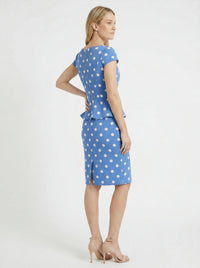 Nadya Cap Sleeve Peplum Sheath in Quarter Dots