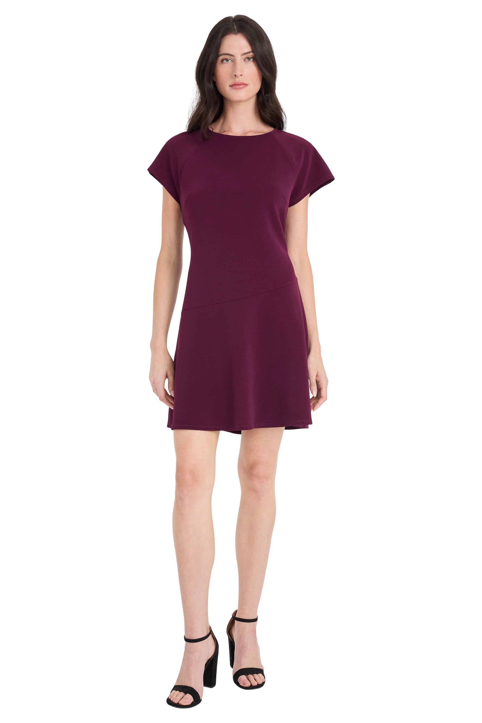 Zyra Cap Sleeve Crew Neck Mini Dress