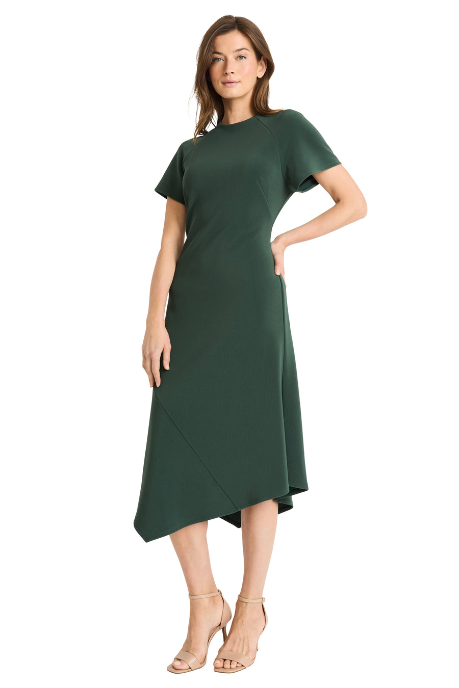 ASYMMETRICAL HEM DRESS WITH WIDE SLEEVES Maggy London ASYMMETRICAL HEM DRESS WITH WIDE SLEEVES Maggy London