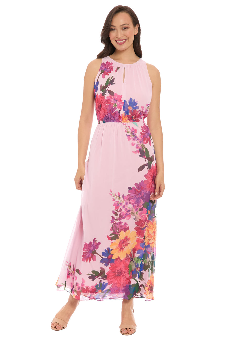 London Times Womens Sleeveless Floral Maxi Dress - Lilac - Medium London Times Womens Sleeveless Floral Maxi Dress - Lilac - Medium