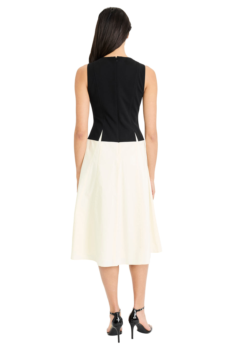 Amala Structured Sleeveless Colorblock Midi Dress