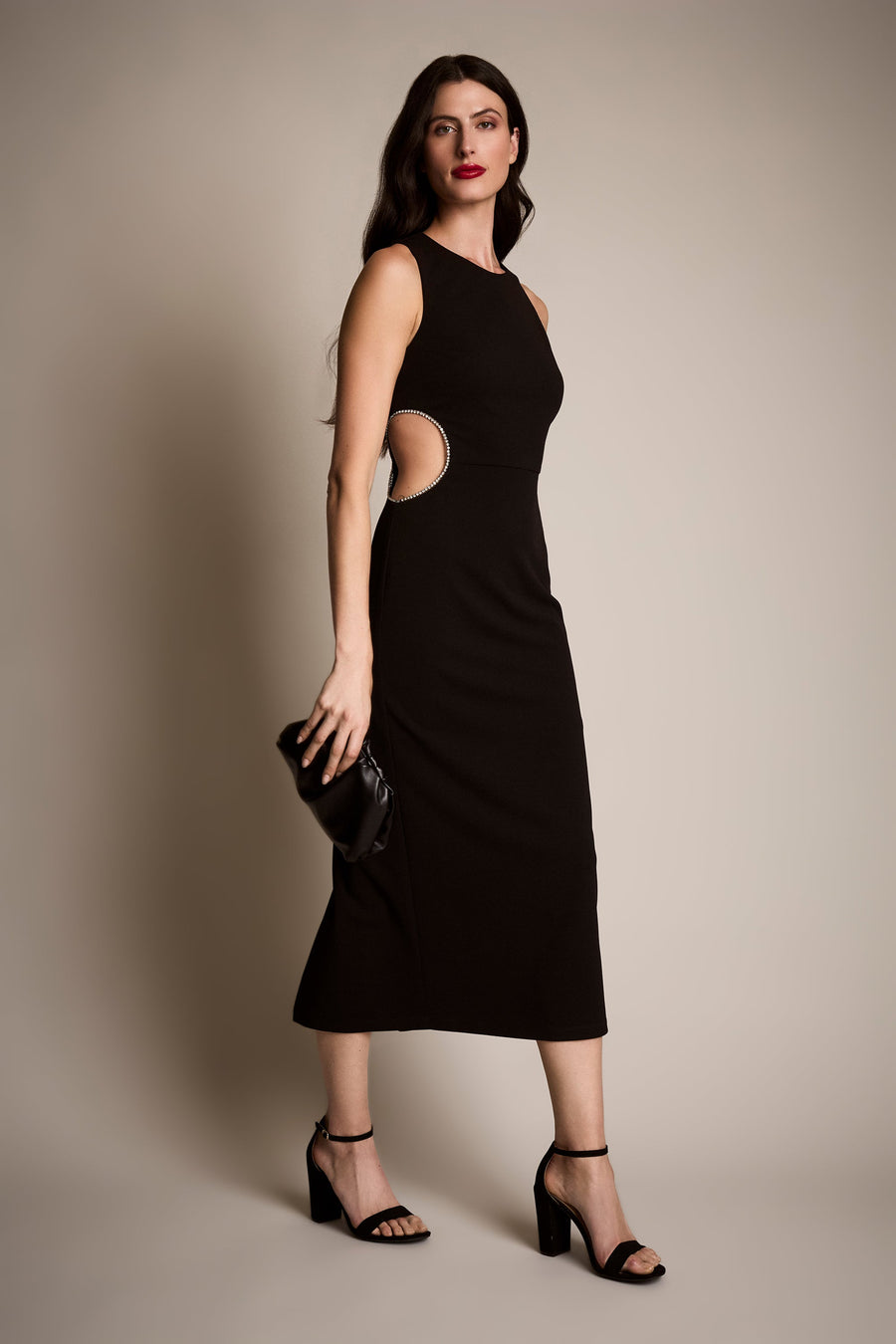 Merve Rhinestone Cut Out Column Sheath