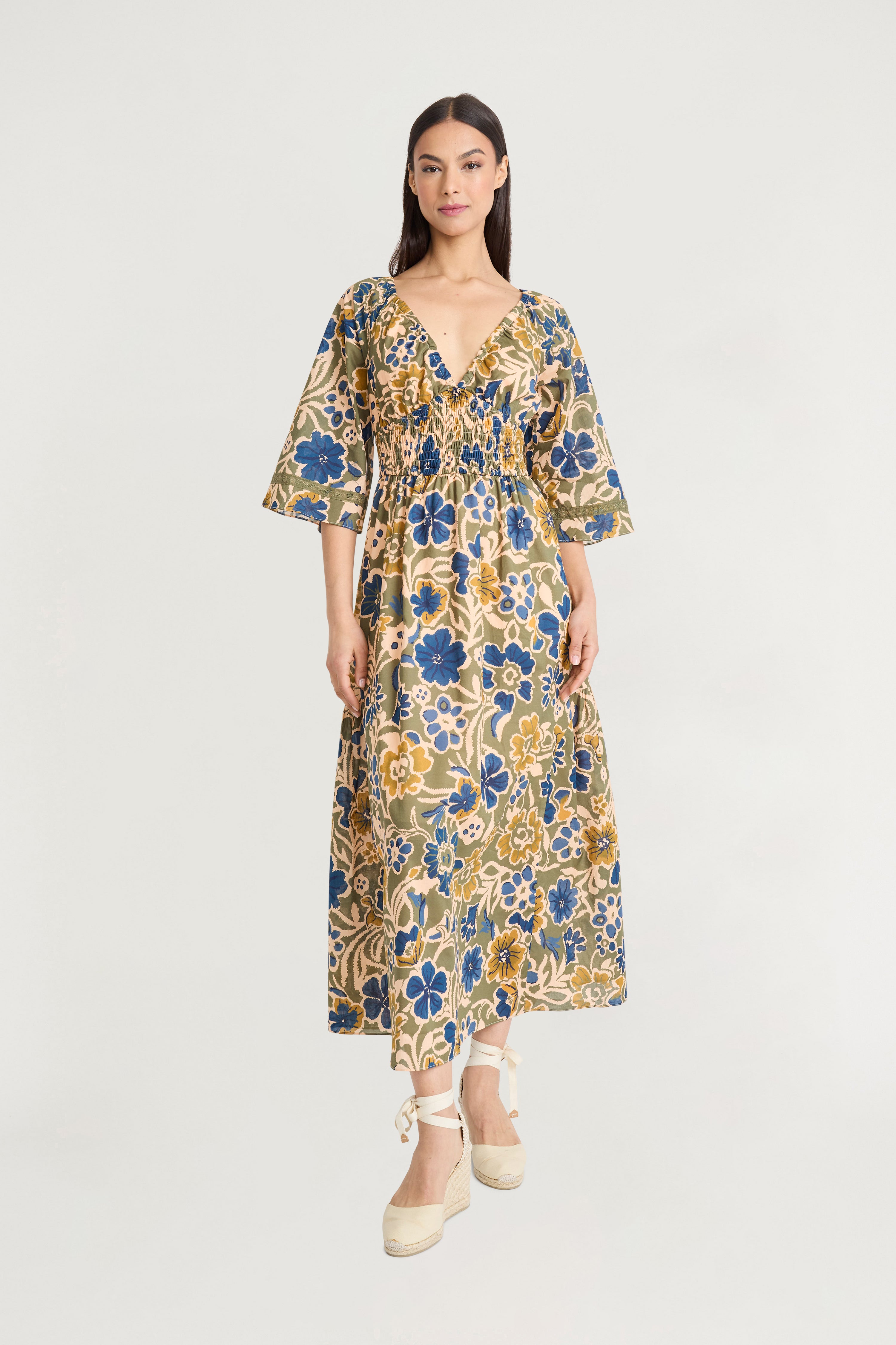 Simon Floral V-Neck Midi Dress