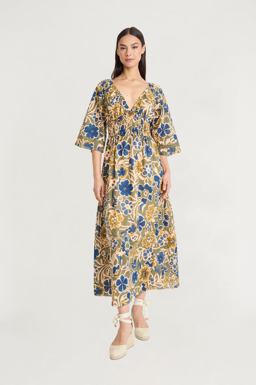Simon Floral V-Neck Midi Dress