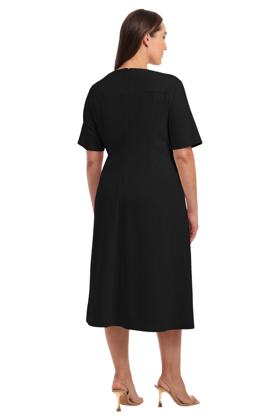 Tresa Below the Knee A-Line Dress Short Sleeve Midi | Maggy London Tresa Below the Knee A-Line Dress Short Sleeve Midi | Maggy London
