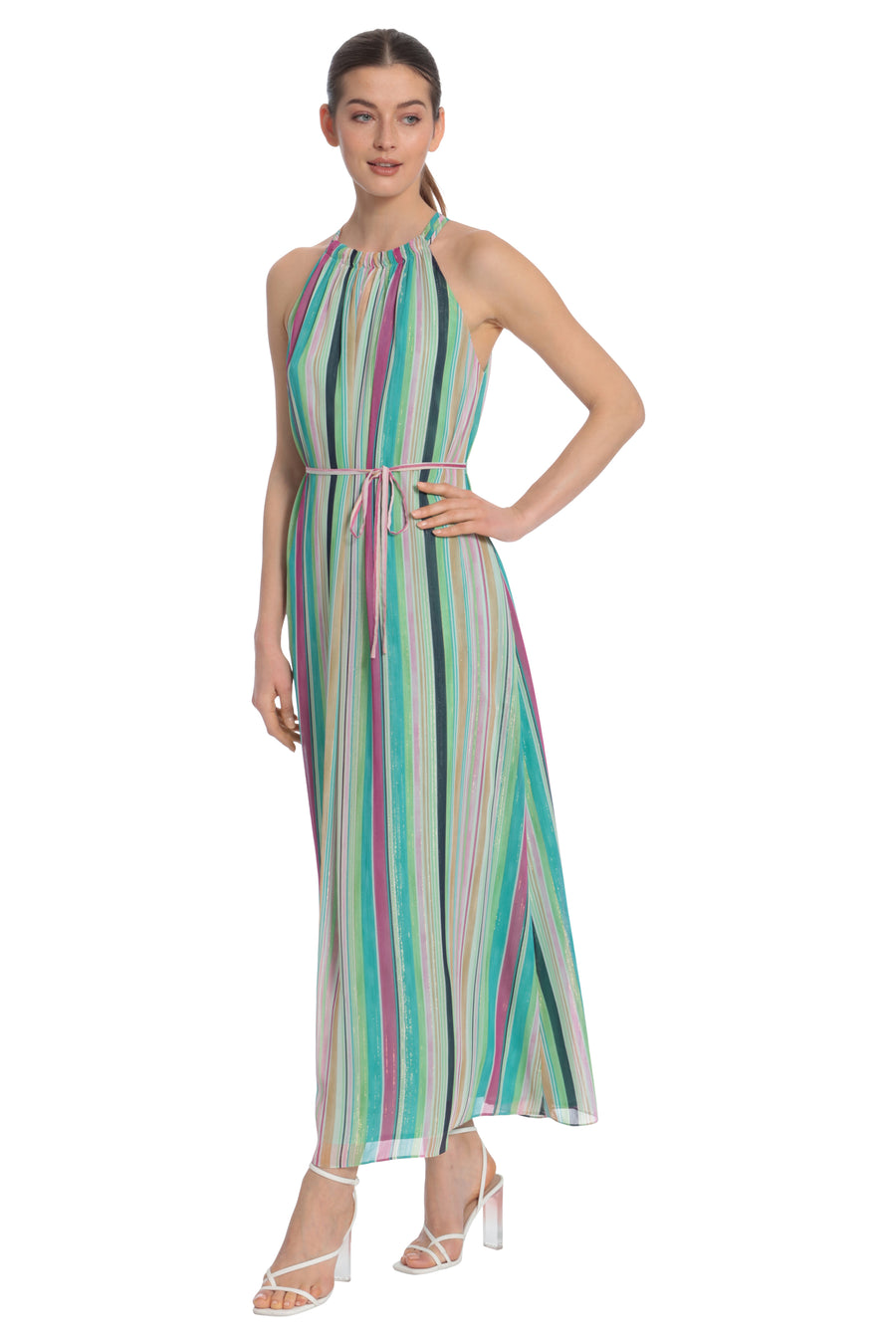 Layla Halter Stripe Maxi in Seville Stripe