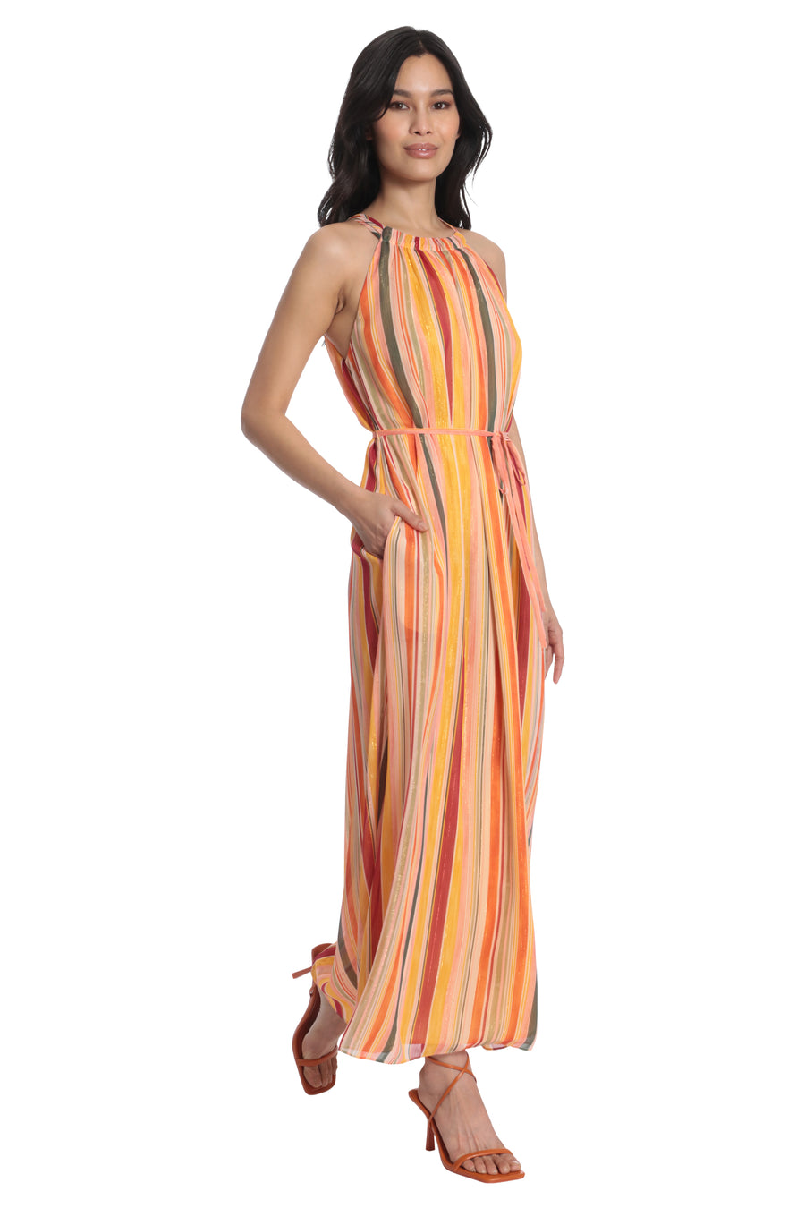 Layla Halter Stripe Maxi in Seville Stripe