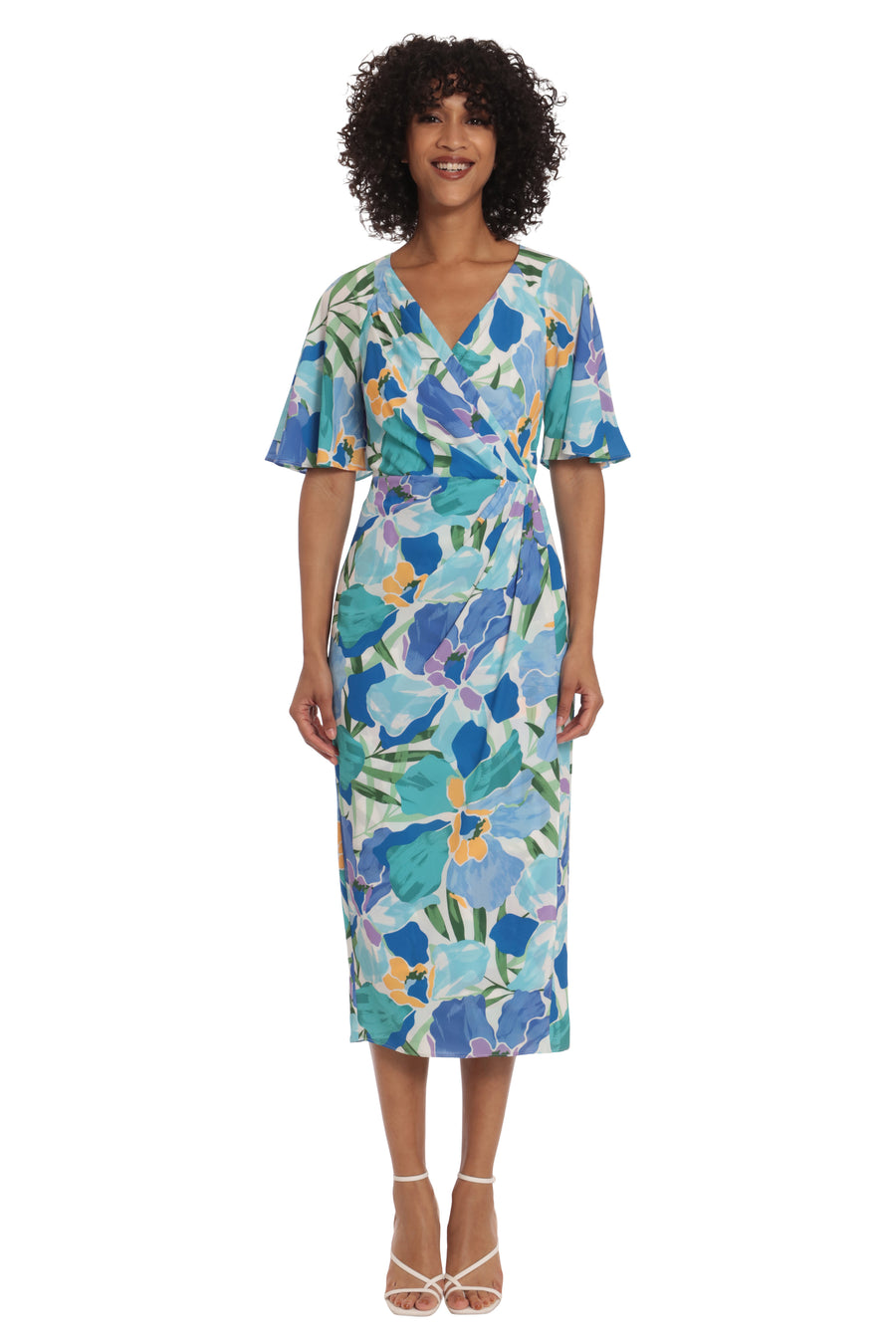 Maggy London Malina Wrap Midi Dress - Blue - 6 Maggy London Malina Wrap Midi Dress - Blue - 6
