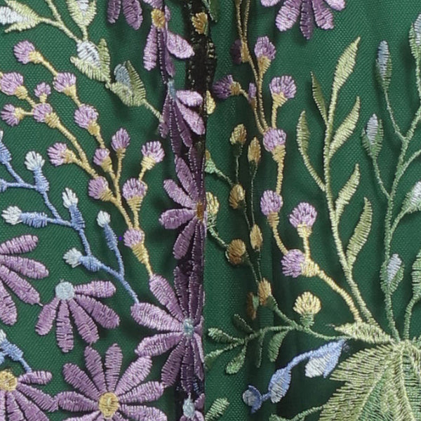 Maggy London Floral Embroidered Tulle Dress Lavender/ Green Maggy London Floral Embroidered Tulle Dress Lavender/ Green